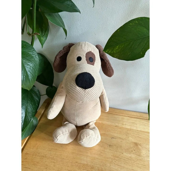 Brown Ribbed Dog Plush Stuffed Animal With Heat Pouch - Picture 1 of 8